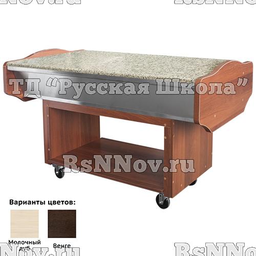 Стол нейтральный для "Шведского стола" серия Гранит СН-ШС-Г цвет Орех (1510х910х890мм, столеш. камень, корпус ЛДСП и нерж.)(САЛАТ-БАР)