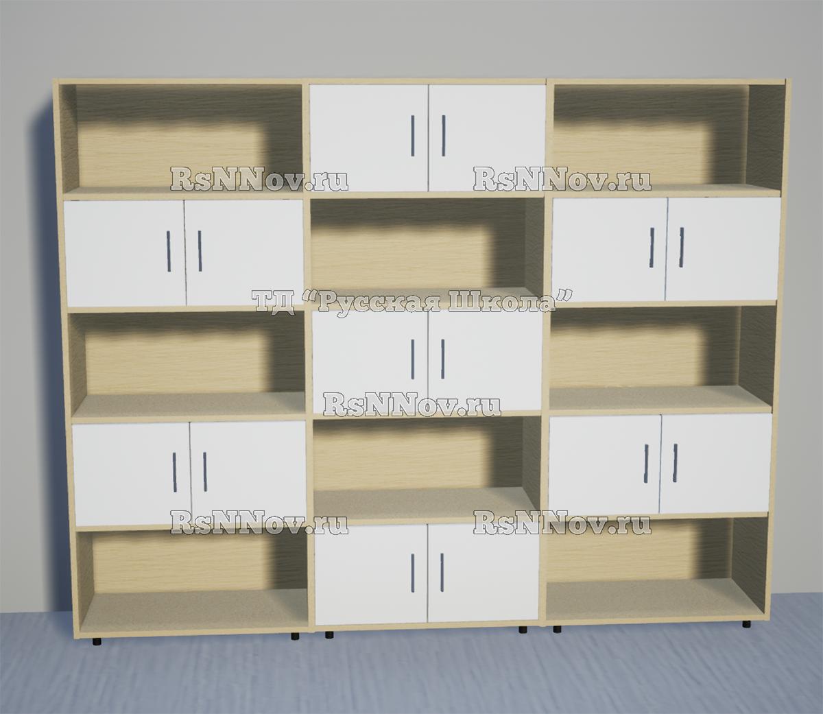 Шкаф КВАНТ М7 многосекционный полуоткрытый «Точка роста» (ЛДСП 22 мм, к. Клён, ф. Белый)