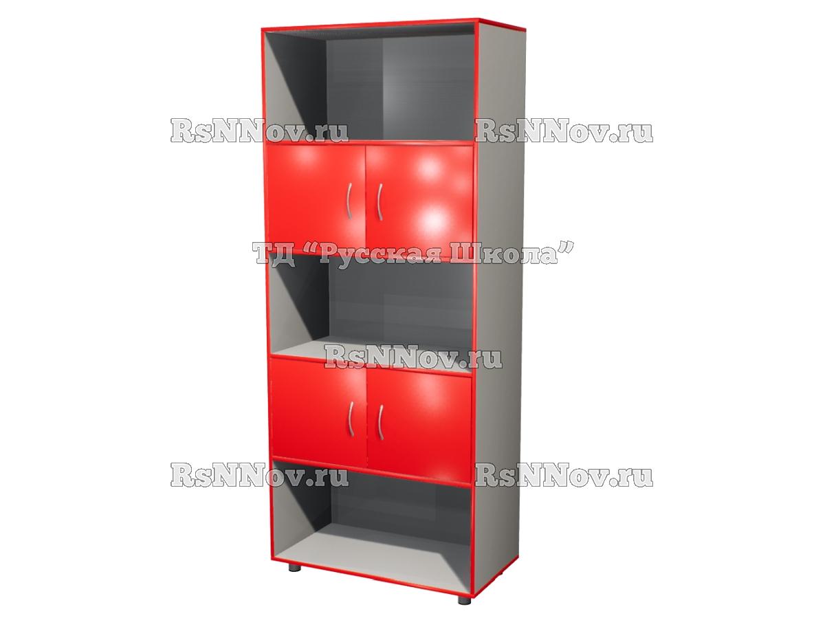 Шкаф КВАНТ широкий полуоткрытый М2 «Точка роста» (ЛДСП 16 мм, к. Серый, ф. Красный)