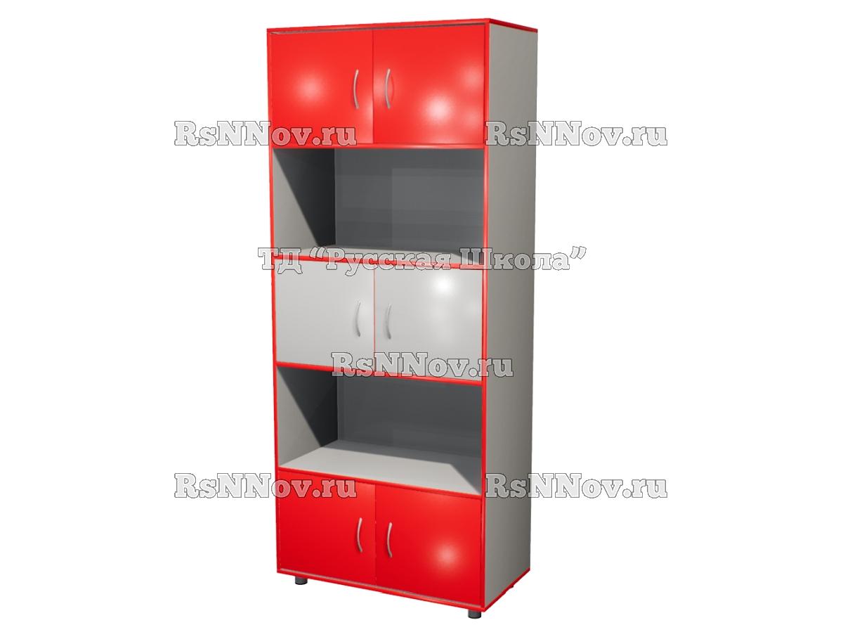 Шкаф КВАНТ широкий полуоткрытый М3 «Точка роста» (ЛДСП 16 мм, к. Серый, ф. Серый/Красный)