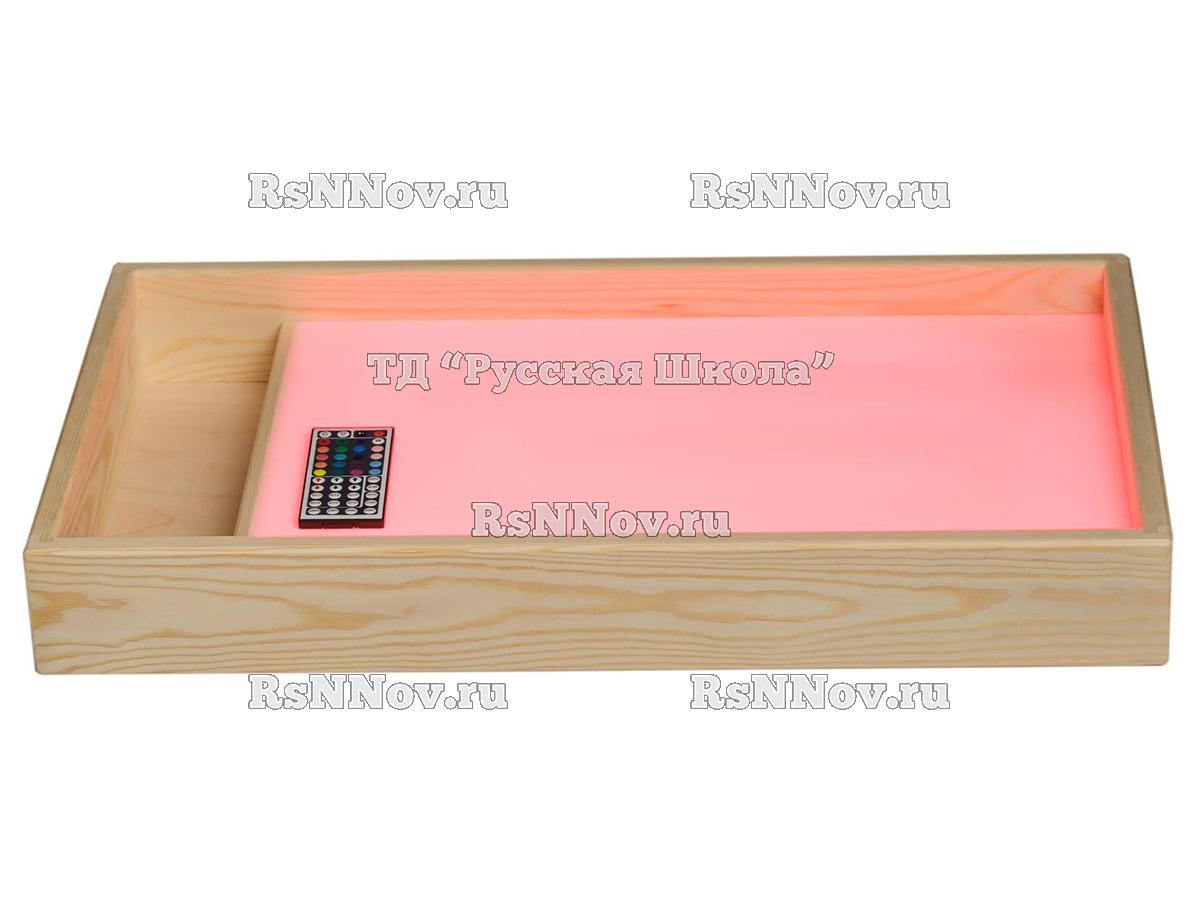 Световой планшет с отсеком для рисования песком 600х1000 мм. (Цветная регулируемая подсветка, 16 цветов)