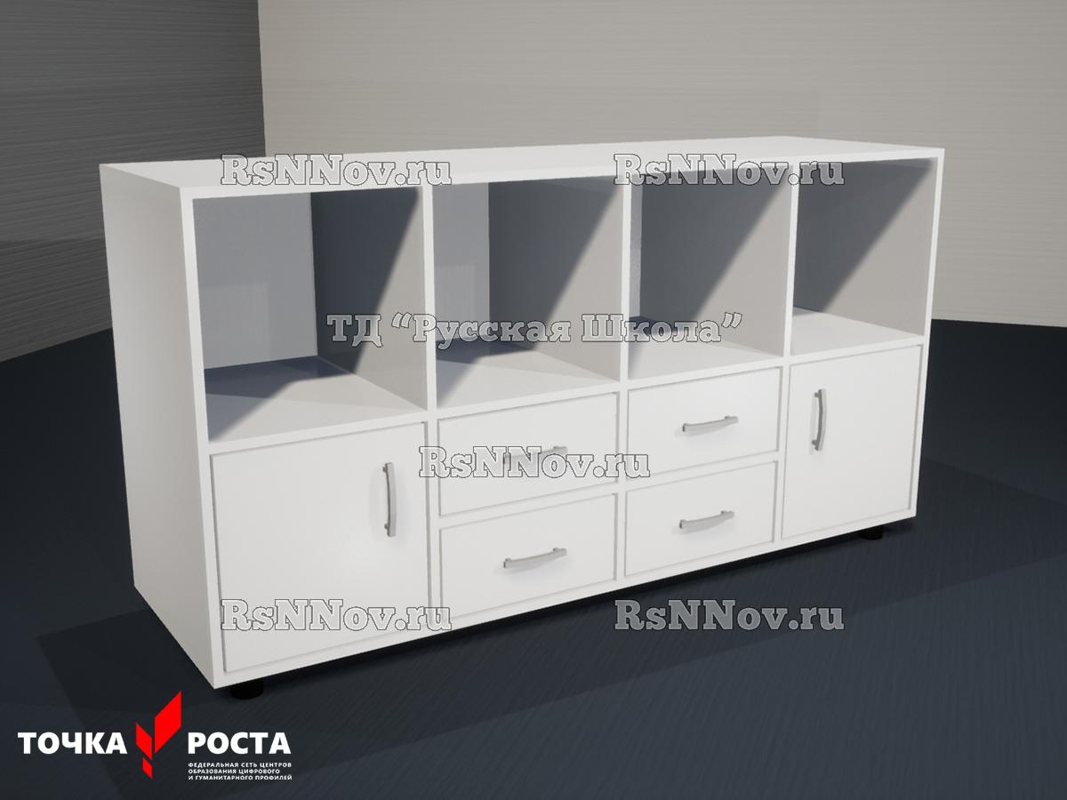 Тумба полуоткрытая 4 ящика и 2 дверцы «Точка роста» (кор. Белый, фас. Белые)