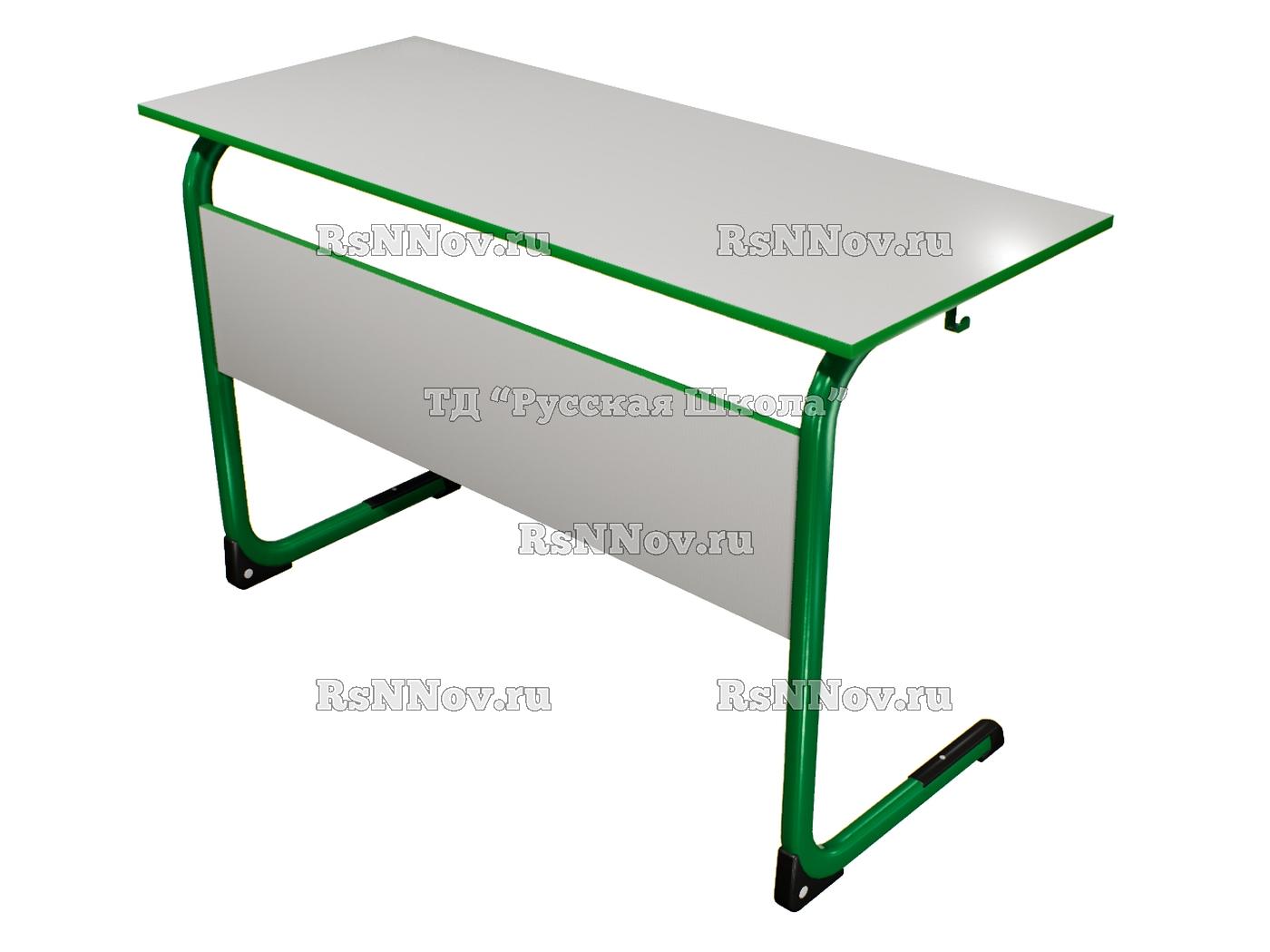 Стол ученический ЭЛЛИПС 2-мест нерегулируемый на плоскоовальной трубе «Точка роста» (гр 6, ст. Серый, кр. Зелёная, мк. Зелёный)