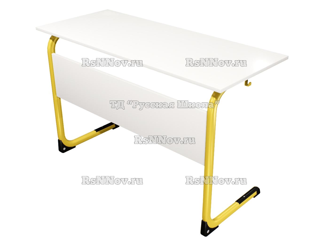 Стол ученический ЭЛЛИПС 2-мест нерегулируемый на плоскоовальной трубе «Точка роста» (гр 6, ст. Белый, кр. Белый, мк. Жёлтый)