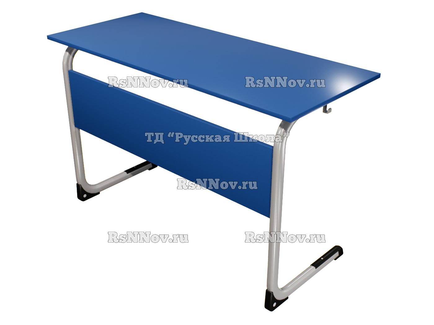 Стол ученический ЭЛЛИПС 2-мест нерегулируемый на плоскоовальной трубе «Точка роста» (гр 6, ст. Синяя, кр. Синяя, мк. Серый)