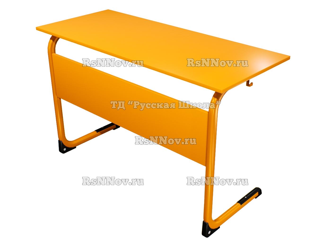 Стол ученический ЭЛЛИПС 2-мест нерегулируемый на плоскоовальной трубе «Точка роста» (гр 6, ст. Оранжевая, кр. Оранжевая, мк. Оранжевый)