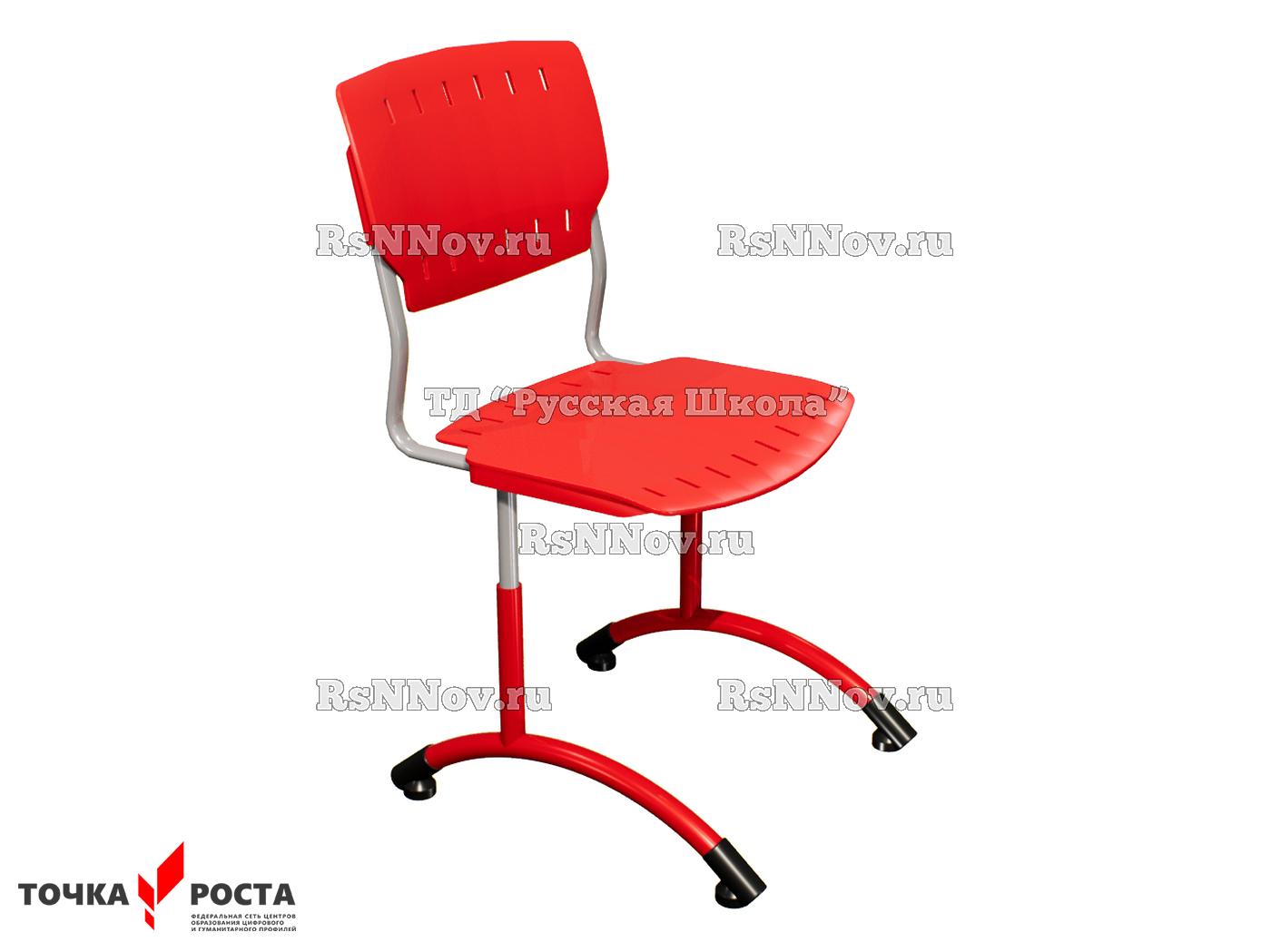 Стул ДЖЕТ регулируемый на круглой трубе «Точка роста» (гр. 4-6, пластик Сигма), ц. Красный, мк. Серый/Красный