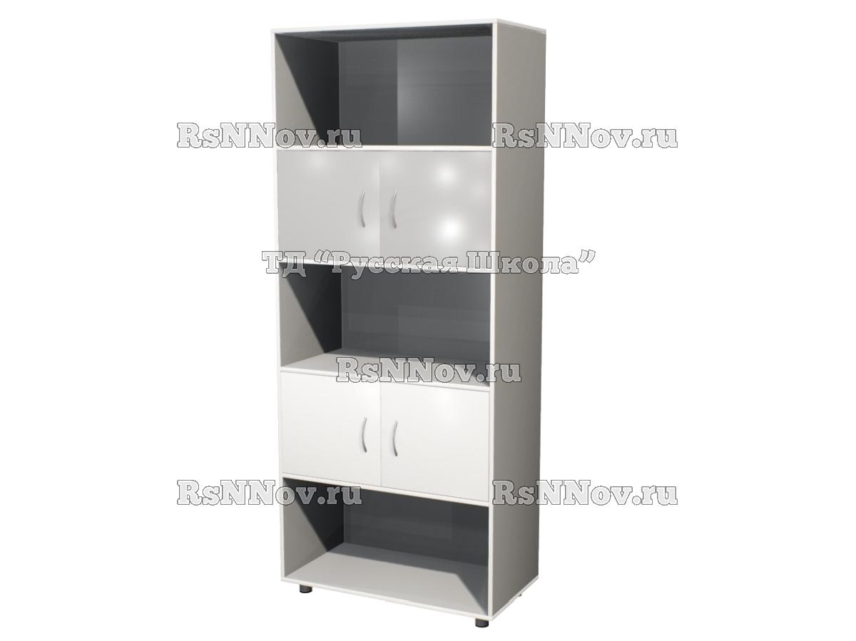 Шкаф КВАНТ широкий полуоткрытый М2 «Точка роста» (ЛДСП 16 мм, к. Серый, ф. Серый/Белый)