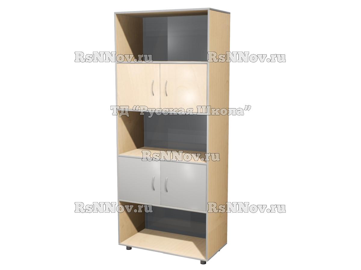 Шкаф КВАНТ широкий полуоткрытый М2 «Точка роста» (ЛДСП 16 мм, к. Клён, ф. Клён/Серый)