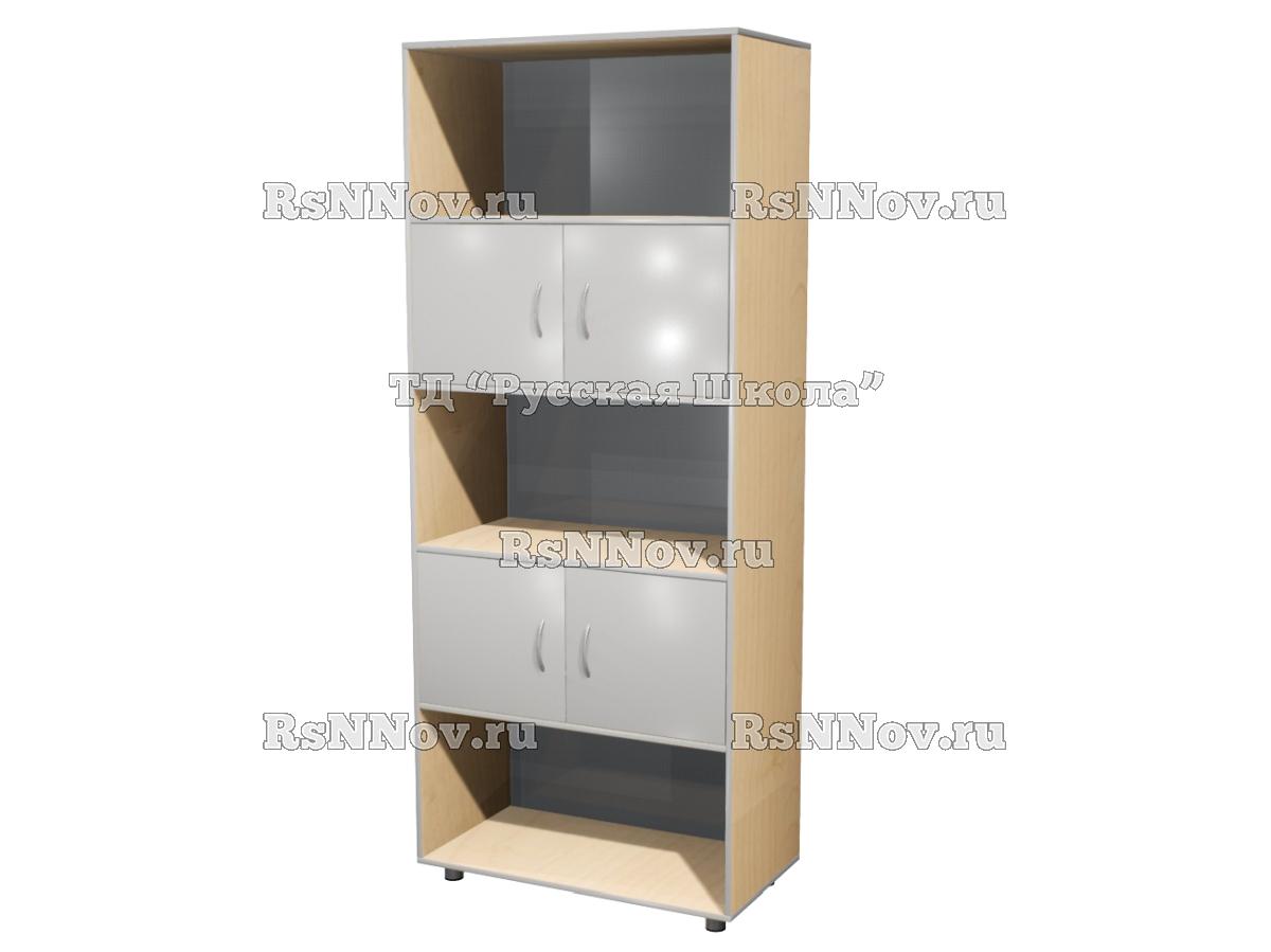 Шкаф КВАНТ широкий полуоткрытый М2 «Точка роста» (ЛДСП 16 мм, к. Клён, ф. Серый)