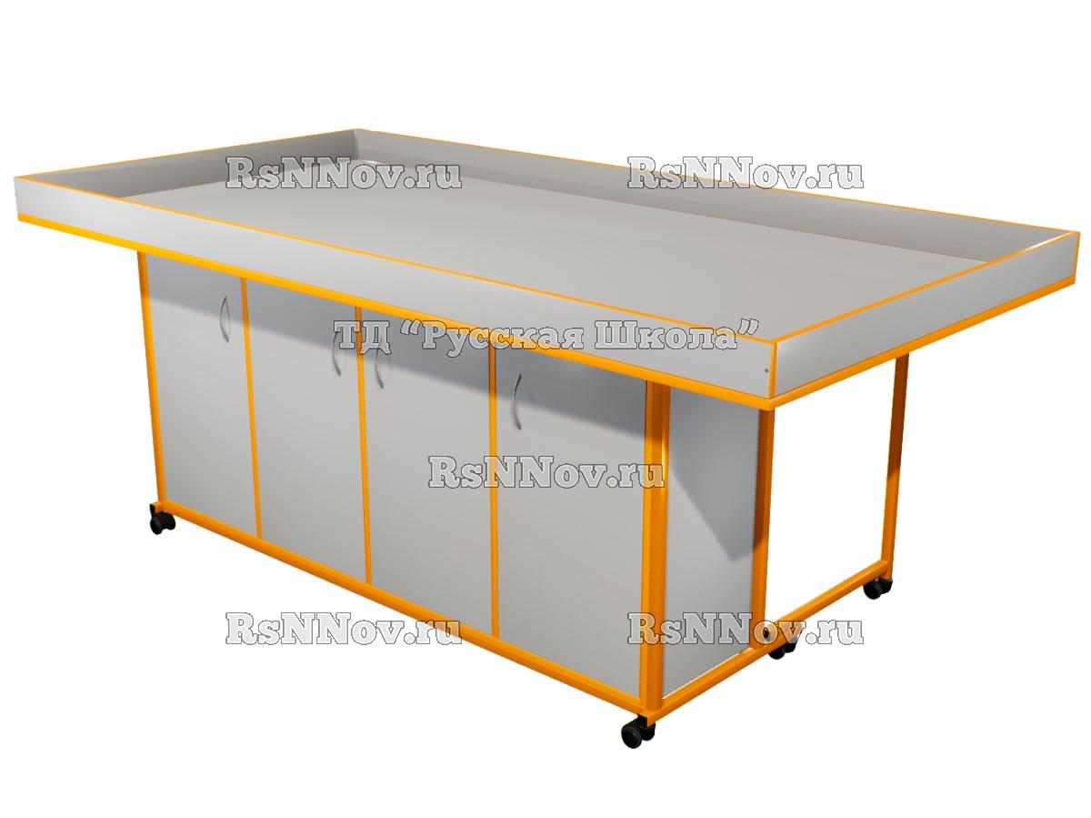 Стол для соревнований по робототехнике с тумбой для хранения, фед.проект «Точка роста» (кор. Серый, ф. Серый, кр. Оранжевая, мк. Оранжевый)