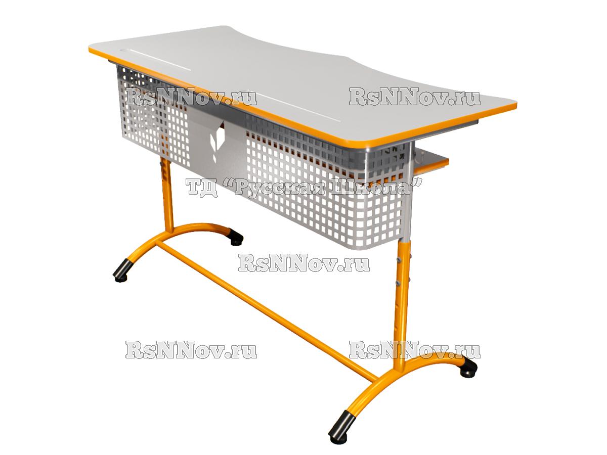 Стол ученический ДЖЕТ 2-мест регулируемый по высоте «Точка роста» (гр 4-6, ст. Серая, кр. Оранжевая, мк. Серый/Оранжевый)