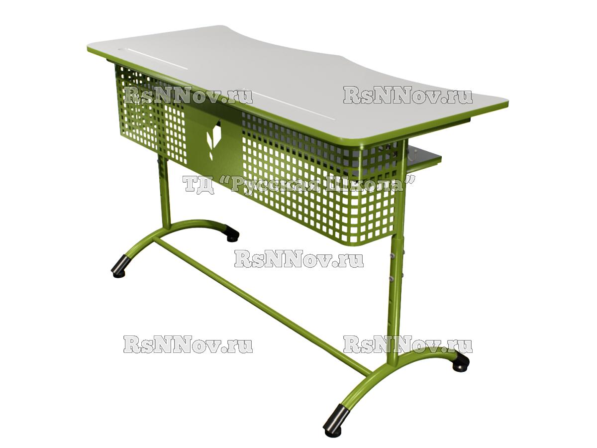 Стол ученический ДЖЕТ 2-мест регулируемый по высоте «Точка роста» (гр 4-6, ст. Серая, кр. Гринери, мк. Гринери/Гринери)