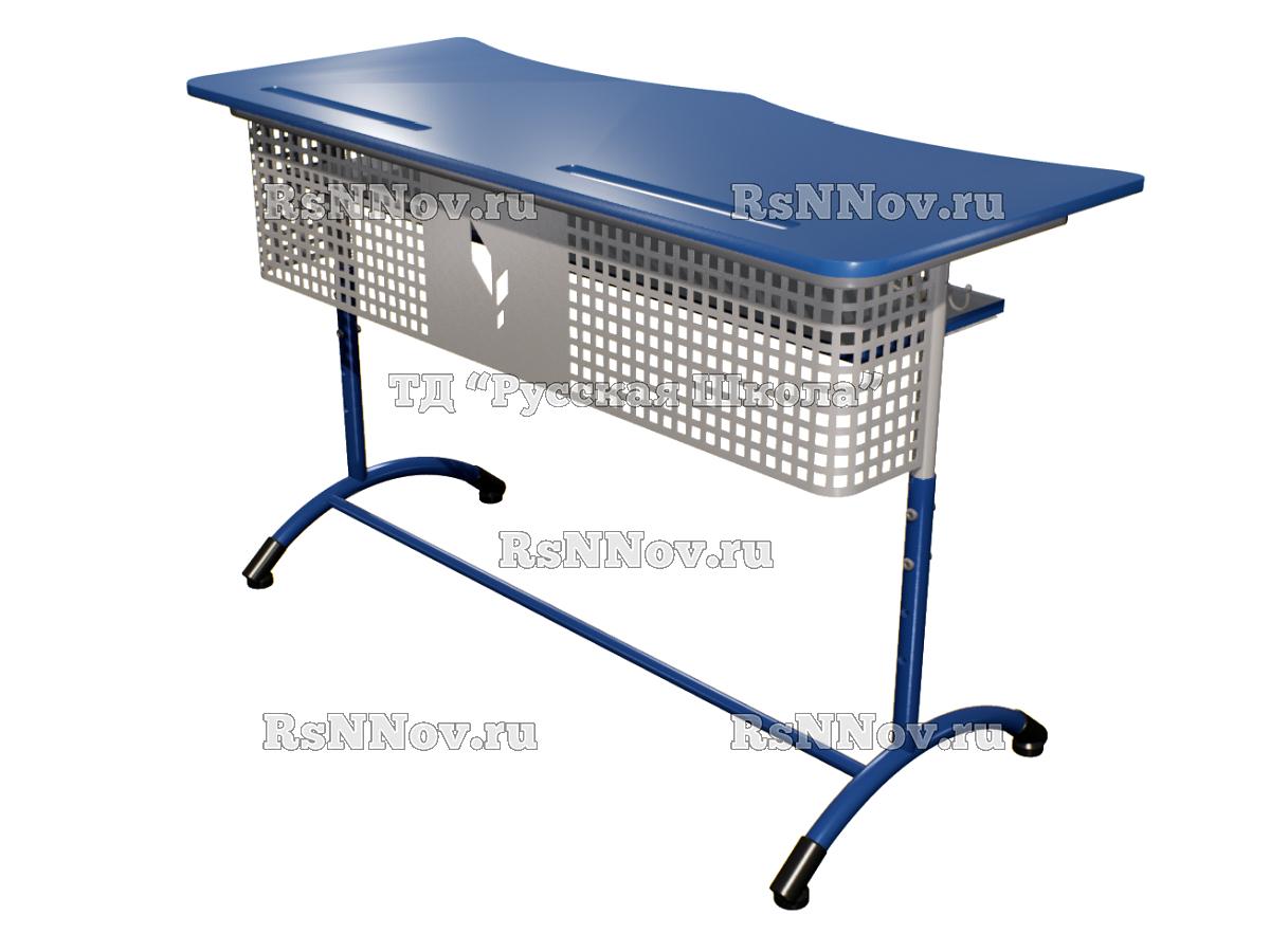 Стол ученический ДЖЕТ 2-мест регулируемый по высоте «Точка роста» (гр 4-6, ст. Синяя, кр. Синяя, мк. Серый/Синий)