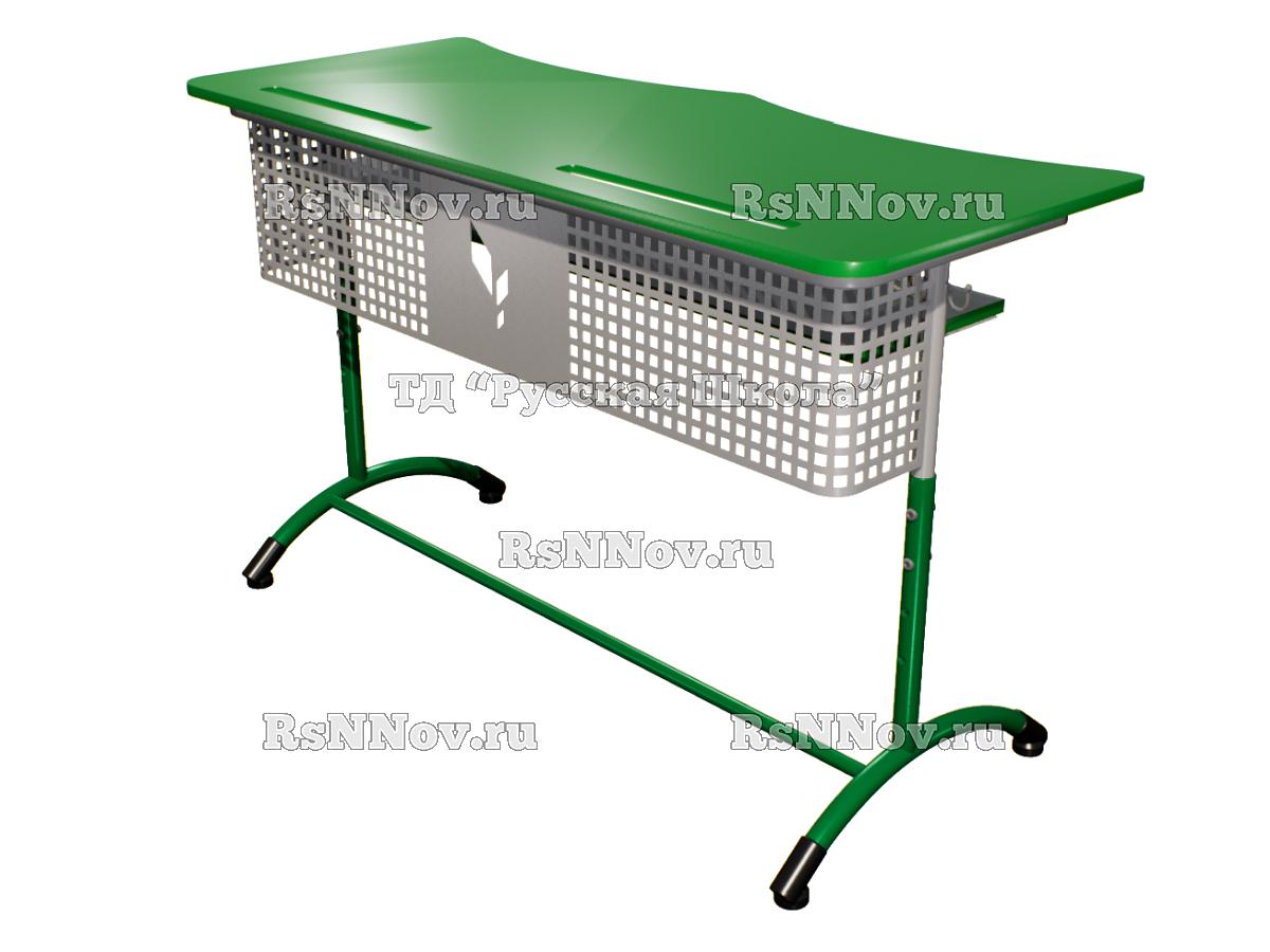 Стол ученический ДЖЕТ 2-мест регулируемый по высоте «Точка роста» (гр 4-6, ст. Зелёная, кр. Зелёная, мк. Серый/Зелёный)