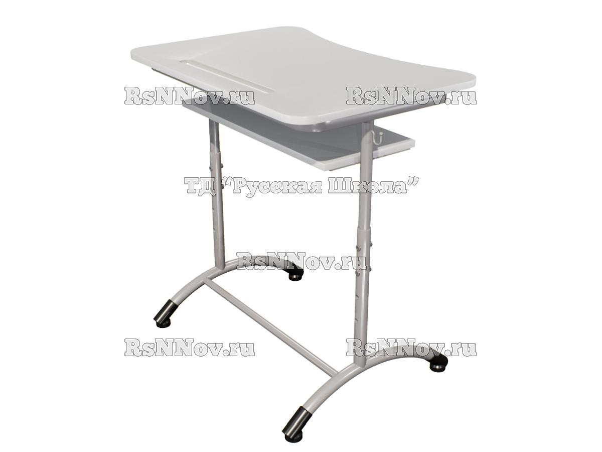 Стол ученический ДЖЕТ 1-мест регулируемый по высоте с полкой «Точка роста»  (гр. 4-6, ст. Серая, кр. Серая, мк. Серый)