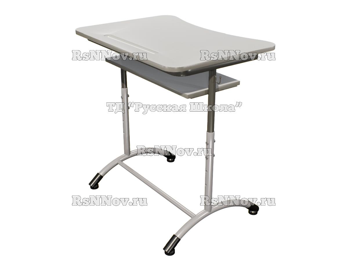 Стол ученический ДЖЕТ 1-мест регулируемый по высоте с полкой «Точка роста» (гр. 4-6, ст. Серая, кр. Мокко, мк. Мокко/Серый)