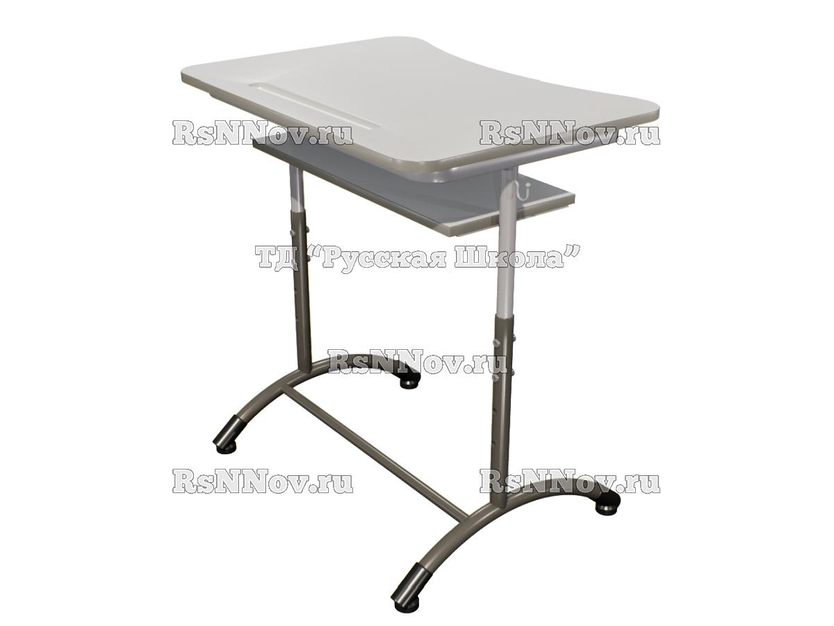 Стол ученический ДЖЕТ 1-мест регулируемый по высоте с полкой «Точка роста» (гр. 4-6, ст. Серая, кр. Мокко, мк. Серый/Мокко)