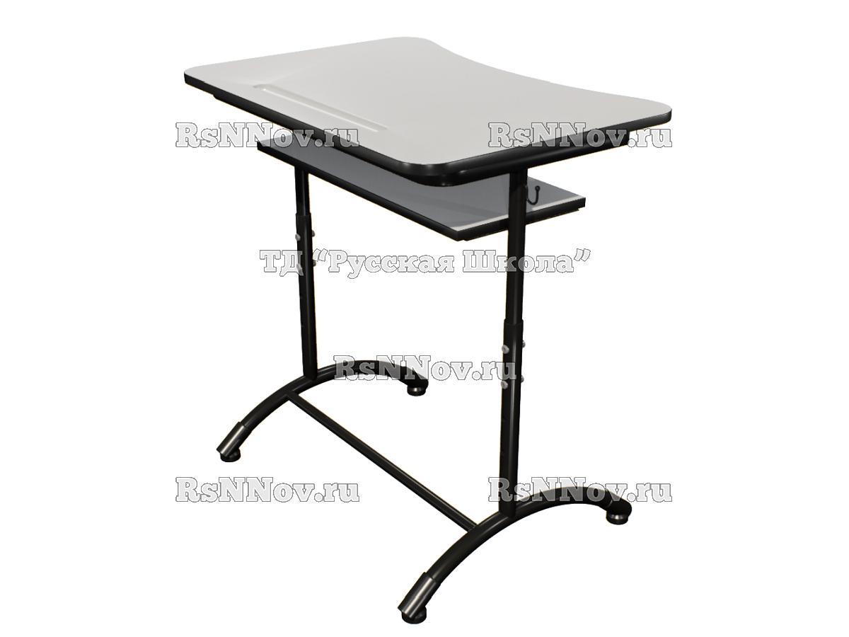 Стол ученический ДЖЕТ 1-мест регулируемый по высоте с полкой «Точка роста» (гр. 4-6, ст. Серая, кр. Черная, мк. Черный)
