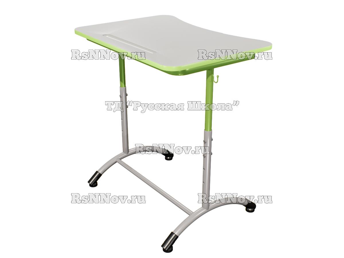 Стол ученический ДЖЕТ 1-мест регулируемый по высоте «Точка роста» (гр. 4-6, ст. Серая, кр. Фисташковый, мк. Фисташковый/Серый)