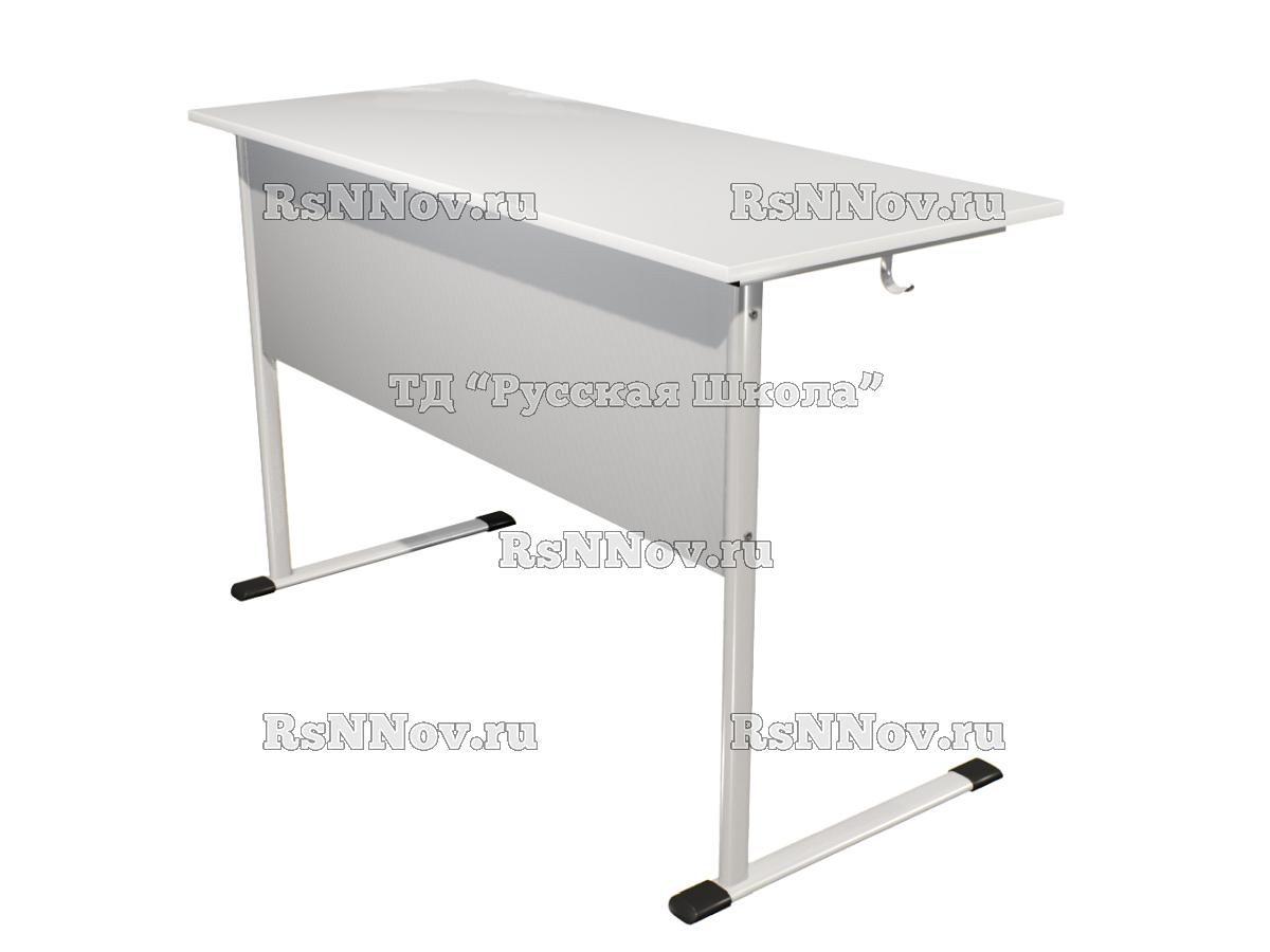 Стол ЭКО ученический 2-местный нерегулируемый (гр. 3,4,5,6) (ст. Серая, кор. Серый, мк. Белый, кр. Белая)
