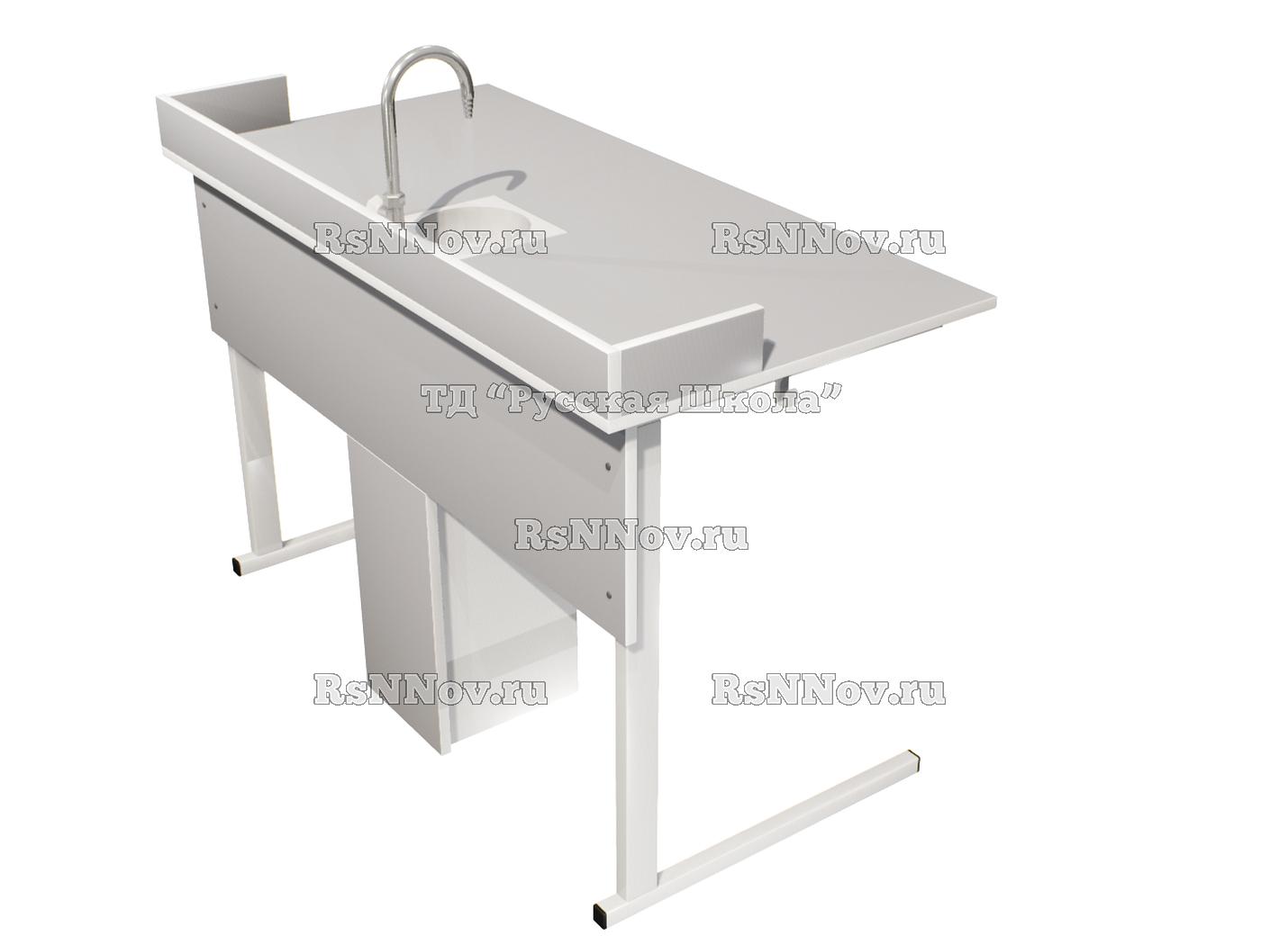 Стол лабораторный для кабинета химии с сантехникой М2 (ст. Серая, кр. Белая, мк. Белый)