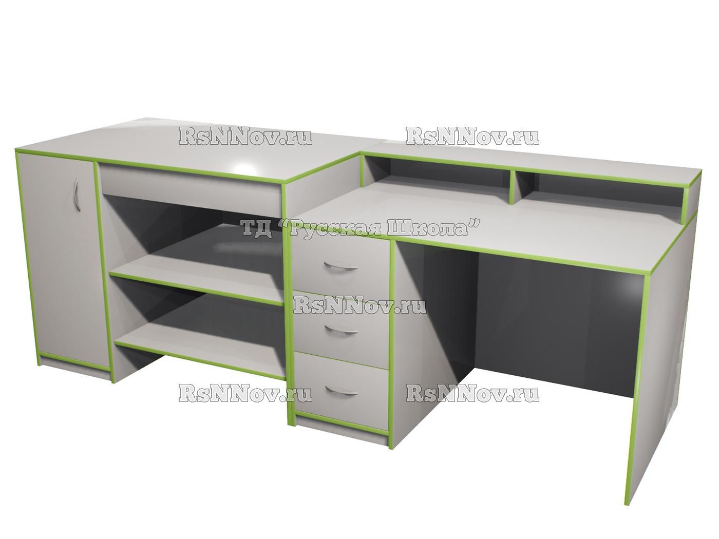 Комплект столов демонстрационных ЛАБ 100-101 для кабинета физики, математики, биологии (ст. Серая, кр. Фисташковая, кор. Серый)