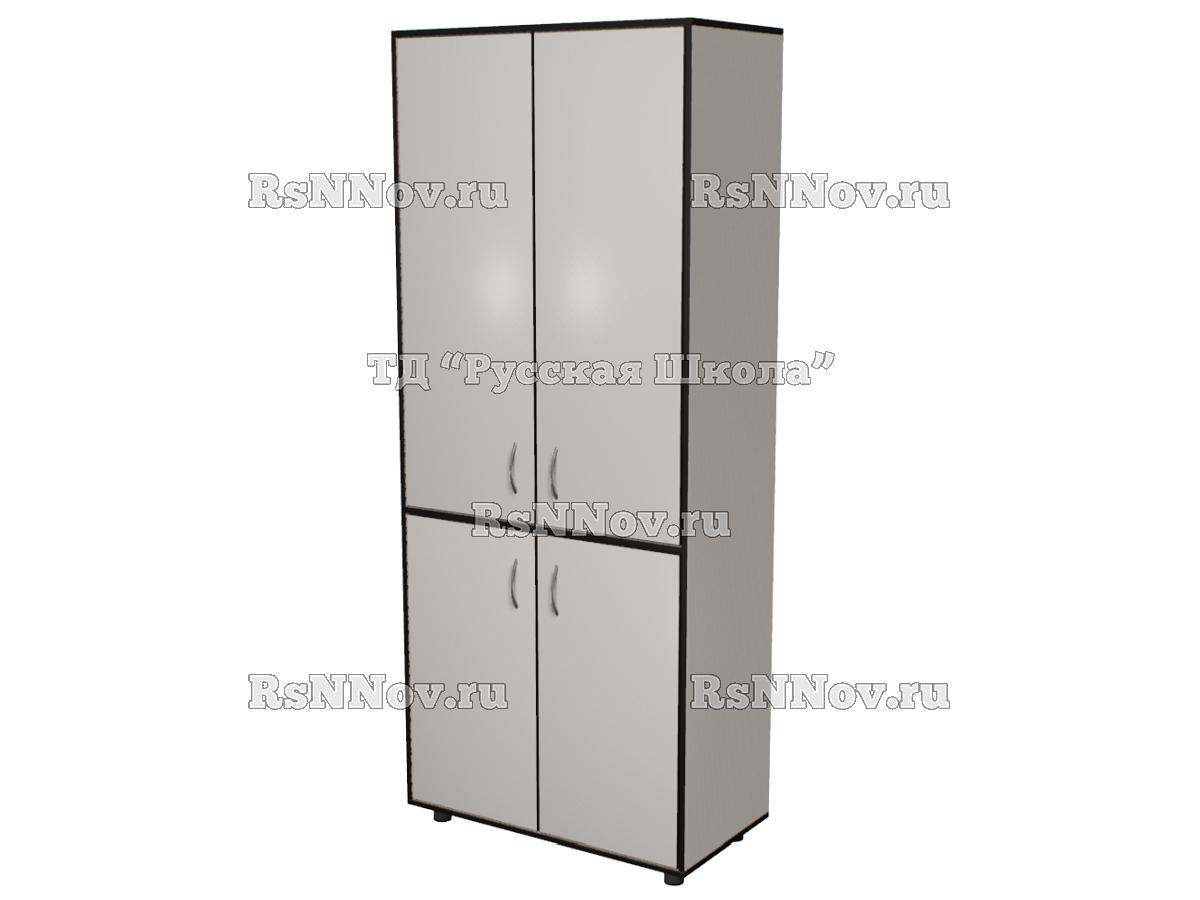 Шкаф КВАНТ широкий закрытый 4 дверцы «Точка роста» (ЛДСП 22 мм, к. Серый, ф. Серый, кр. Черная)