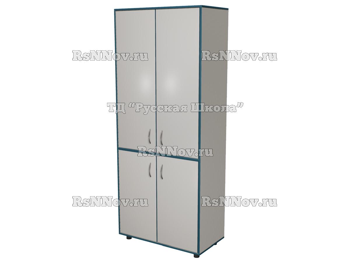 Шкаф КВАНТ широкий закрытый 4 дверцы «Точка роста» (ЛДСП 22 мм, к. Серый, ф. Серый, кр. Бриз)