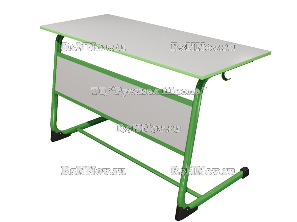 Стол ученический ЭЛЛИПС нерегулируемый цельносварной 2-местный «Точка роста» (гр. 6, мк. Фисташковый, ст. Серая)