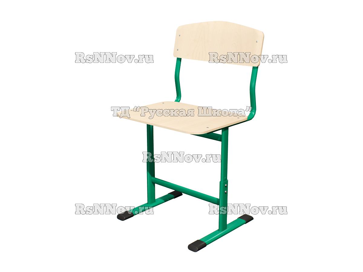 Стул ЭКО ученический регулируемый цельносварной на плоскоовальной трубе (гр. 2-4, 3-5, 4-6, 5-7, фанера), ц. Бесцветный лак, мк. Светло-зеленый