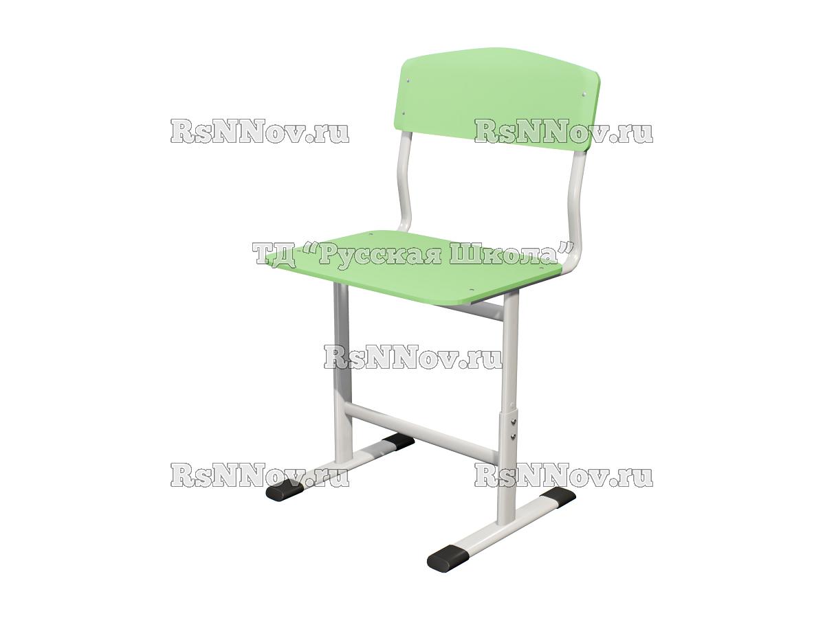 Стул ЭКО ученический регулируемый цельносварной на плоскоовальной трубе (гр. 2-4, 3-5, 4-6, 5-7, фанера), ц. Фисташковый, мк. Белый