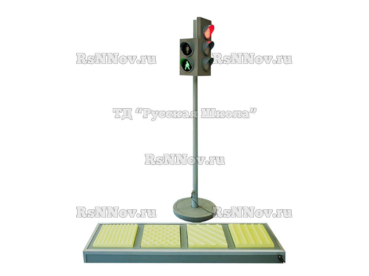 Электрифицированная модель светофоров с «Виртуальным учителем» и с панелью плитки для слепых и слабовидящих пешеходов
