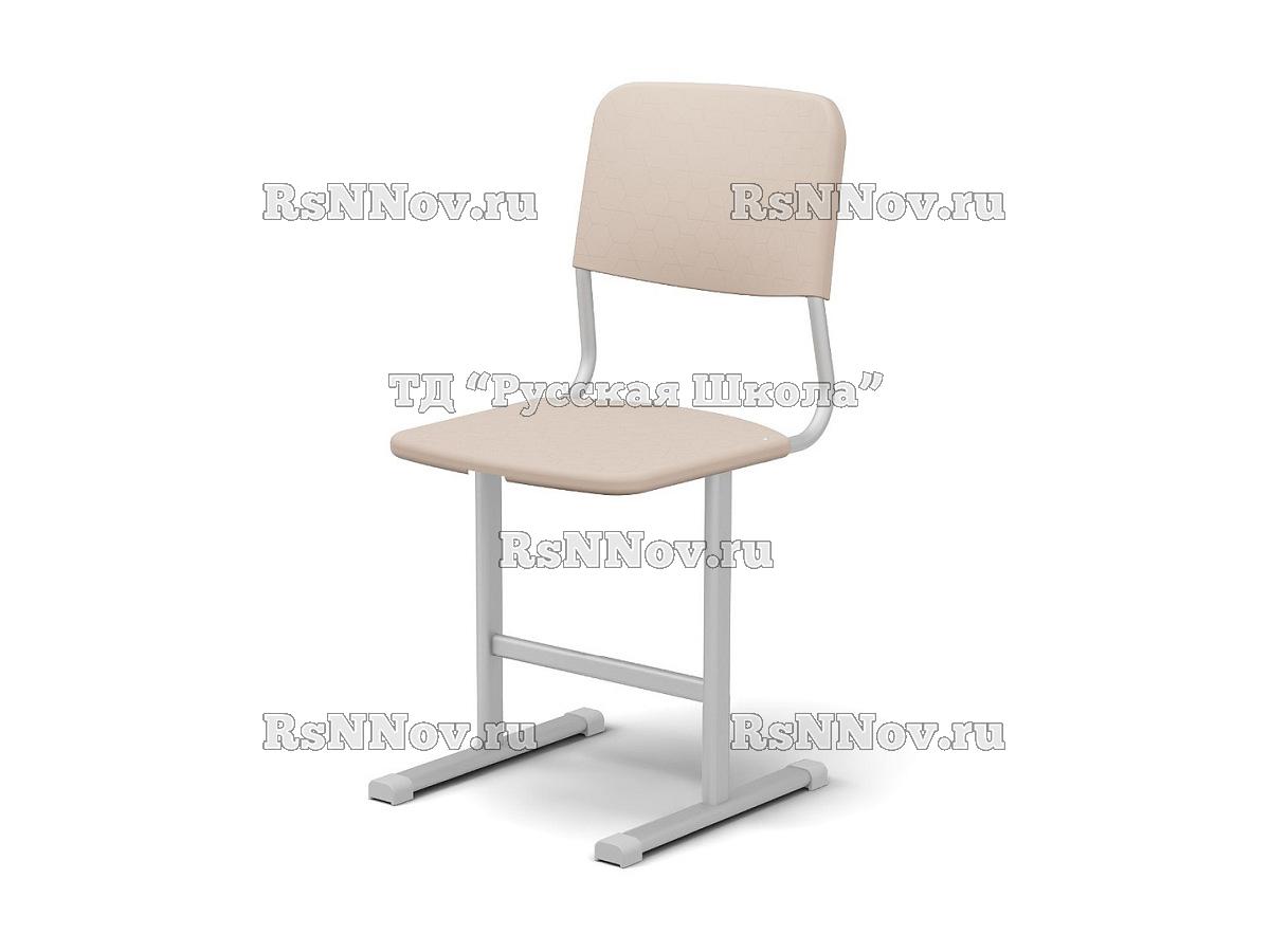 Стул ЭКО ученический нерегулируемый цельносварной на плоскоовальной трубе (гр. 5, 6, 7, пластик Соты юниор), ц. Бежевый, мк. Серый