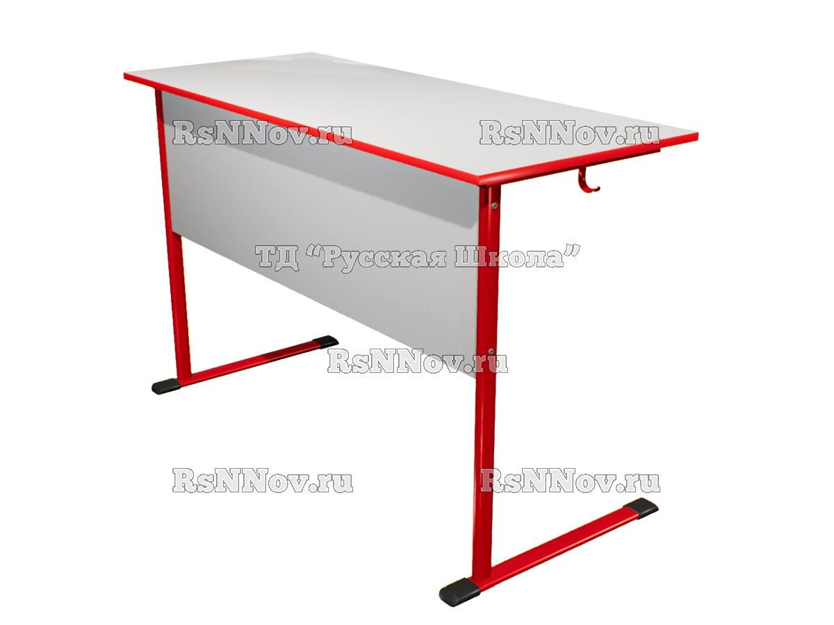 Стол ЭКО ученический 2-местный нерегулируемый (гр. 3, 4, 5, 6, ст. Серая, мк. Красный)