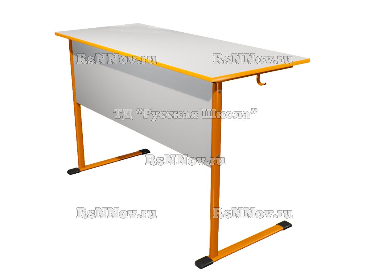 Стол ЭКО ученический 2-местный нерегулируемый (гр. 3, 4, 5, 6, ст. Серая, мк. Оранжевый)