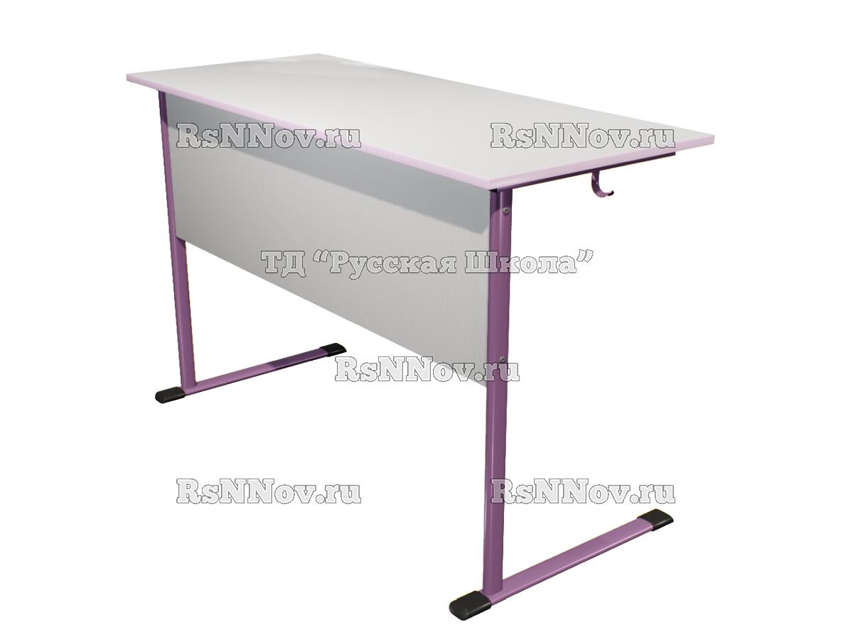 Стол ЭКО ученический 2-местный нерегулируемый (гр. 3, 4, 5, 6, ст. Серая, мк. Фиолетовый)