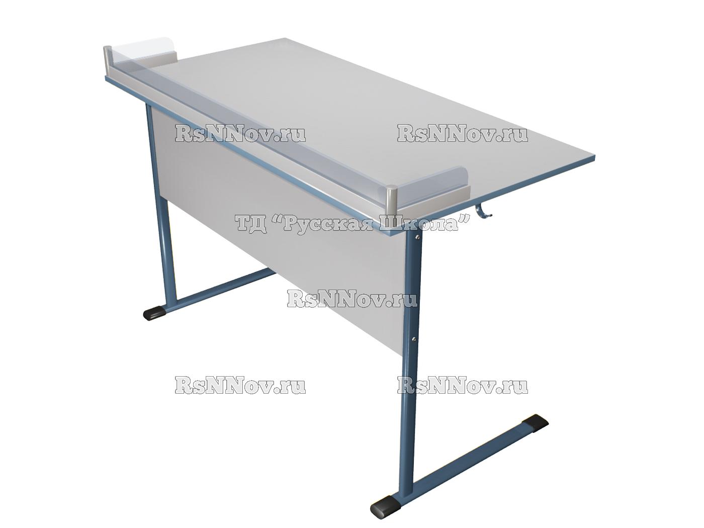 Стол ЭКО ученический лабораторный 2-местный нерегулируемый с бортом для физики, биологии (гр. 6, ст. Серая, мк. Лавандовый)