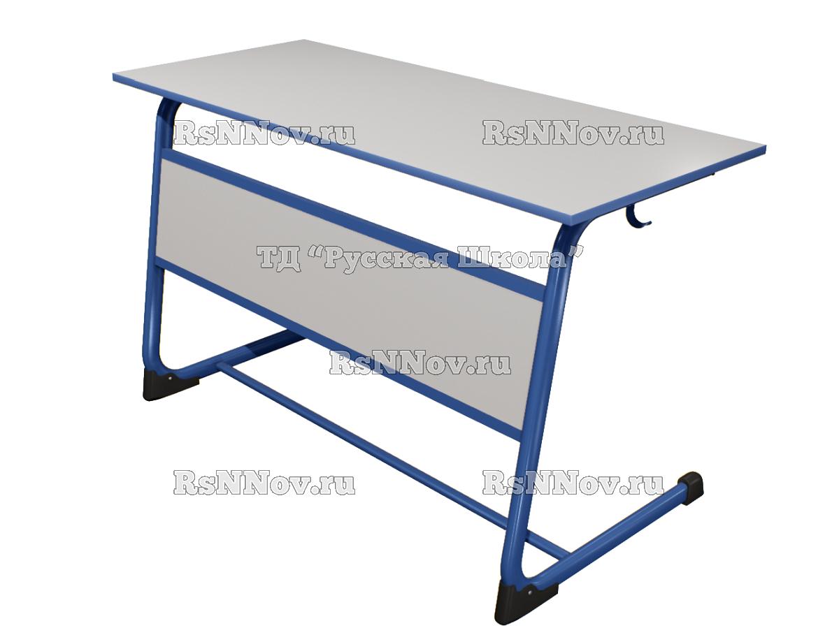 Стол ЭЛЛИПС ученический 2-местный нерегулируемый цельносварной (гр. 3, 4, 5, 6, ст. Серая, мк. Синий)