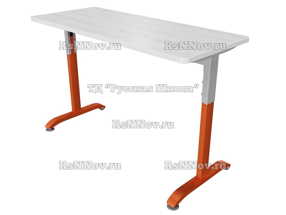 Стол ТЕХНО ученический 2-местный регулируемый, мобильный (гр. 3-5, 4-6, 5-7, ц. Серый, мк. Оранжевый/Серый)