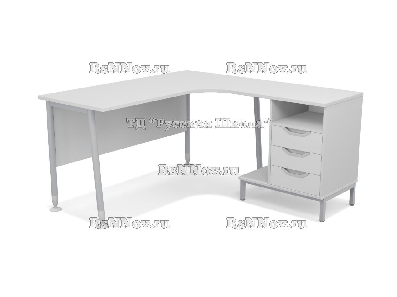 Стол угловой ЛИГА 17 с тумбой и подставкой для системного блока (ст. Серая, мк. Серый)