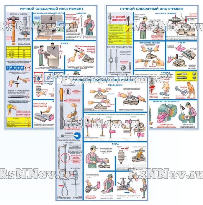 Плакаты "Ручной слесарный инструмент" (3 листа, формат 45*60)