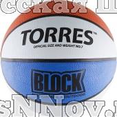 Мяч баск. любит. "TORRES Block" арт.B00077, р.7, износостойкая резина, нейлоновый корд, бутиловая 