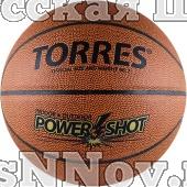 Мяч баск. трен. "TORRES Power Shot" арт.B10087, р.7, синт. кожа (ПУ), нейлоновый корд, бутиловая камера, для зала и улицы, темнооранжево-золотисто-черный