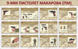 Плакаты "9-мм пистолет Макарова" (12 плакатов размером 30 х 41 см)