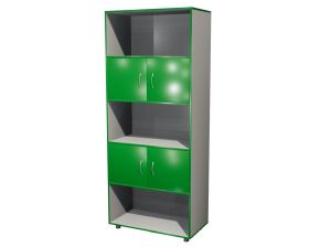 Шкаф КВАНТ широкий полуоткрытый М2 «Точка роста» (ЛДСП 16 мм, к. Серый, ф. Зелёный)