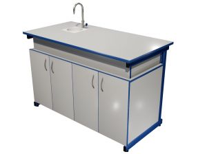 Стол лабораторный «ЛАБ21Х» на МК со встроеной тумбой и сантехникой (для кабинетов:  химии, биологии)