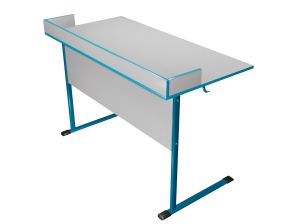 Стол лабораторный ЭКО 2-местный с бортом для физики, биологии, мк. п/о (гр. 6), пластик (мк. Бирюза, кор. Серый, кр. Бирюза)