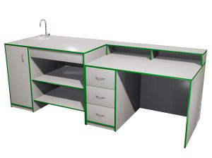 Комплект столов демонстрационных ЛАБ 100-101X для кабинета химии (ст. Серая, кр. Зеленая, кор. Серый)