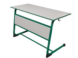 Стол ученический ЭЛЛИПС нерегулируемый цельносварной 2-местный «Точка роста» (гр. 6, мк. Зеленый, ст. Серая)